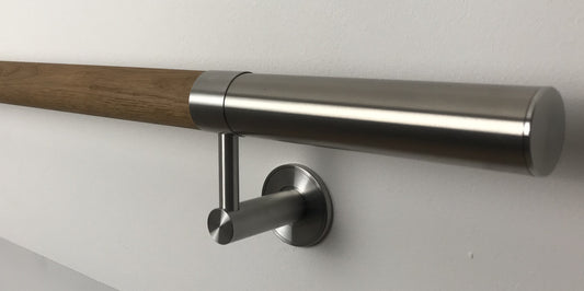 Oak with Stainless Steel Accents, Modular Handrail kit 42.4mm diameter