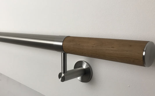 Stainless Steel with Oak Accents, Modular Handrail kits 42.4mm diameter